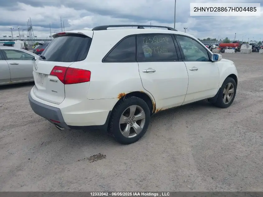 2007 Acura Mdx Sport VIN: 2HNYD28867H004485 Lot: 12332042