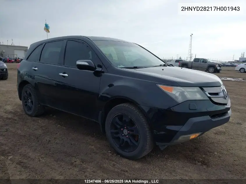 2007 Acura Mdx VIN: 2HNYD28217H001943 Lot: 12347486
