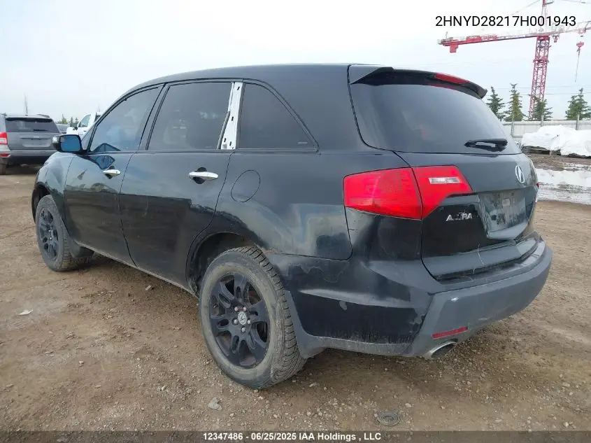 2007 Acura Mdx VIN: 2HNYD28217H001943 Lot: 12347486