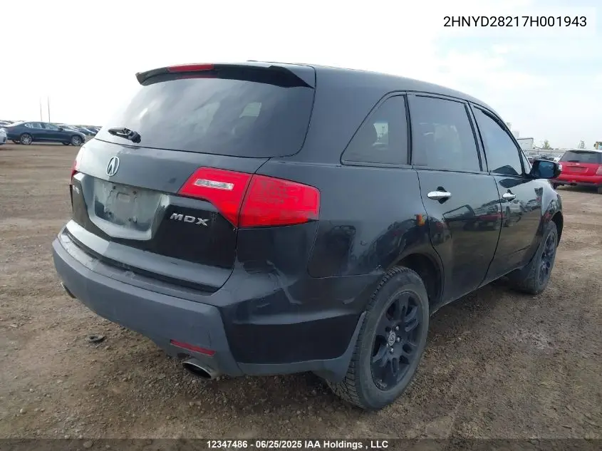 2007 Acura Mdx VIN: 2HNYD28217H001943 Lot: 12347486