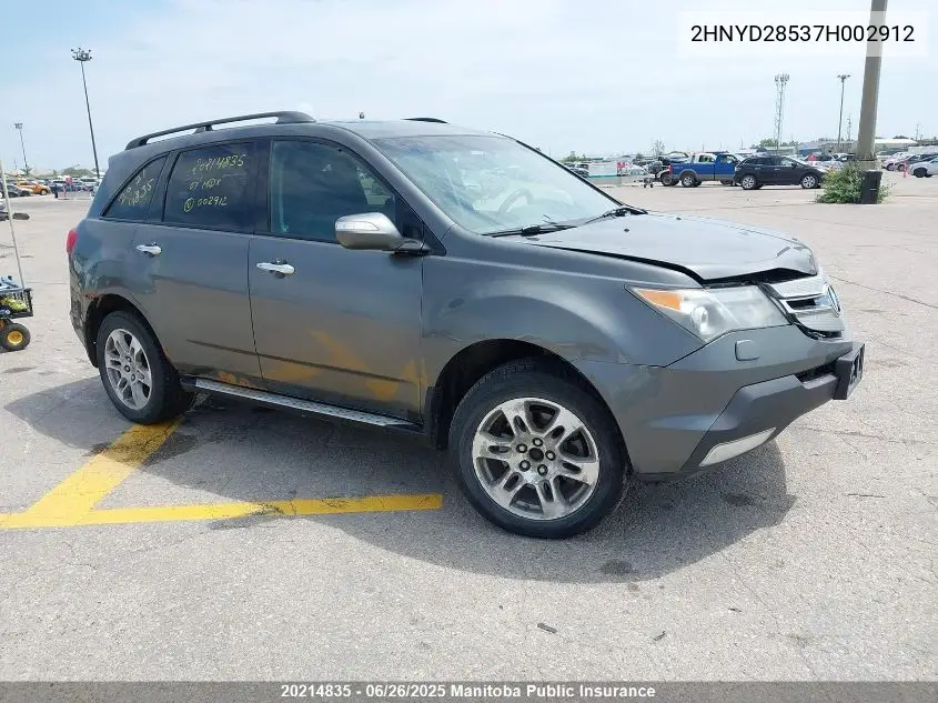 2007 Acura Mdx VIN: 2HNYD28537H002912 Lot: 20214835