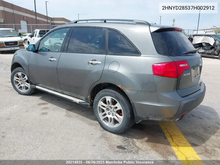 2007 Acura Mdx VIN: 2HNYD28537H002912 Lot: 20214835