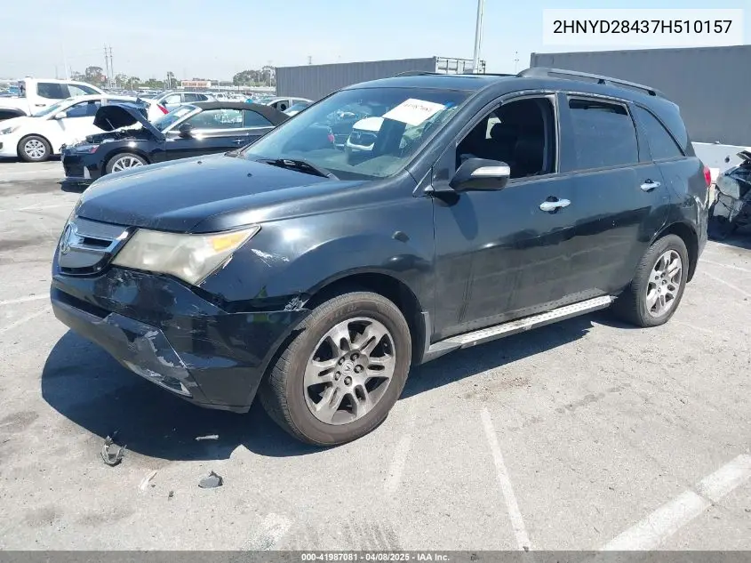 2007 Acura Mdx Tech/Entertainment Pkg VIN: 2HNYD28437H510157 Lot: 41987081