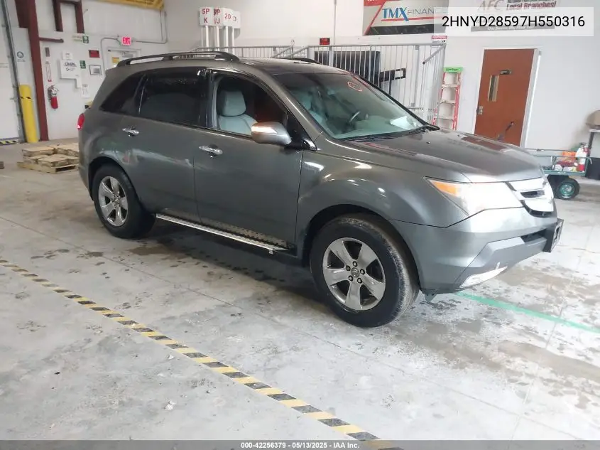 2007 Acura Mdx Sport Package VIN: 2HNYD28597H550316 Lot: 42256379
