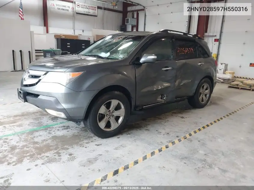 2007 Acura Mdx Sport Package VIN: 2HNYD28597H550316 Lot: 42256379