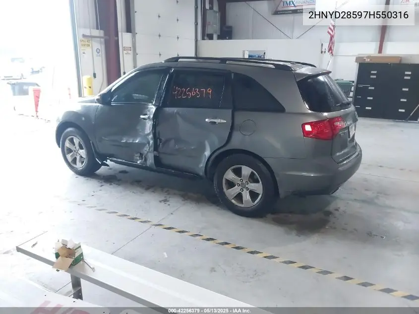 2007 Acura Mdx Sport Package VIN: 2HNYD28597H550316 Lot: 42256379
