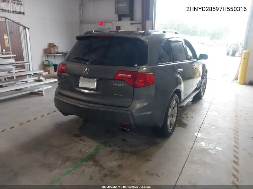 2007 Acura Mdx Sport Package VIN: 2HNYD28597H550316 Lot: 42256379