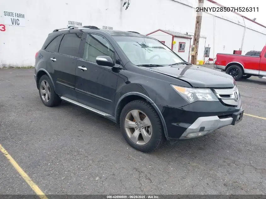 2007 Acura Mdx Sport Package VIN: 2HNYD28507H526311 Lot: 42598509