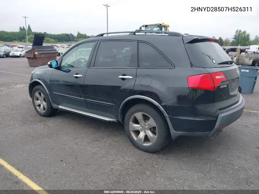 2007 Acura Mdx Sport Package VIN: 2HNYD28507H526311 Lot: 42598509
