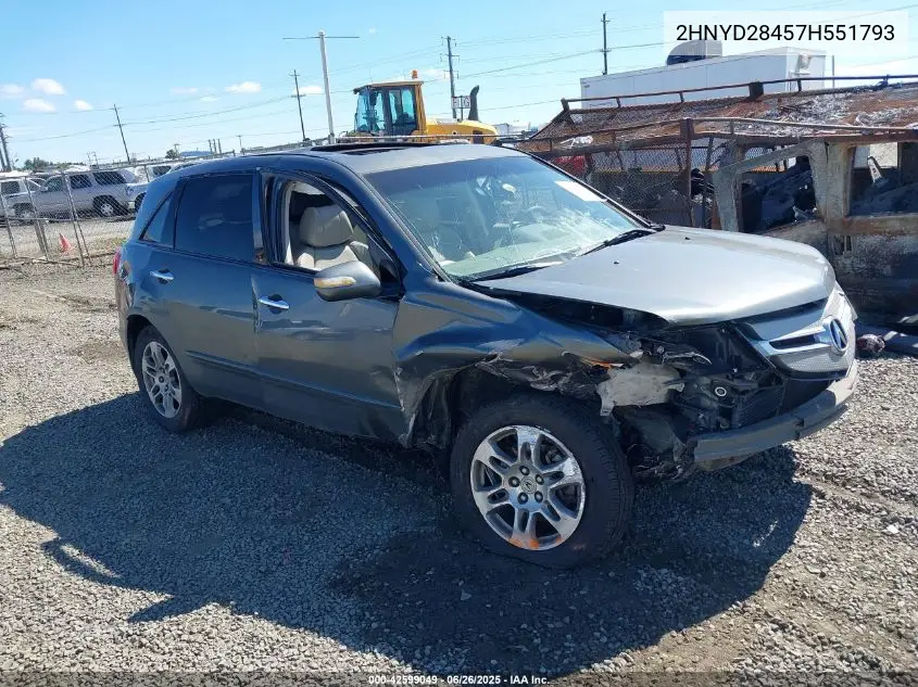 2007 Acura Mdx Technology Package VIN: 2HNYD28457H551793 Lot: 42599049