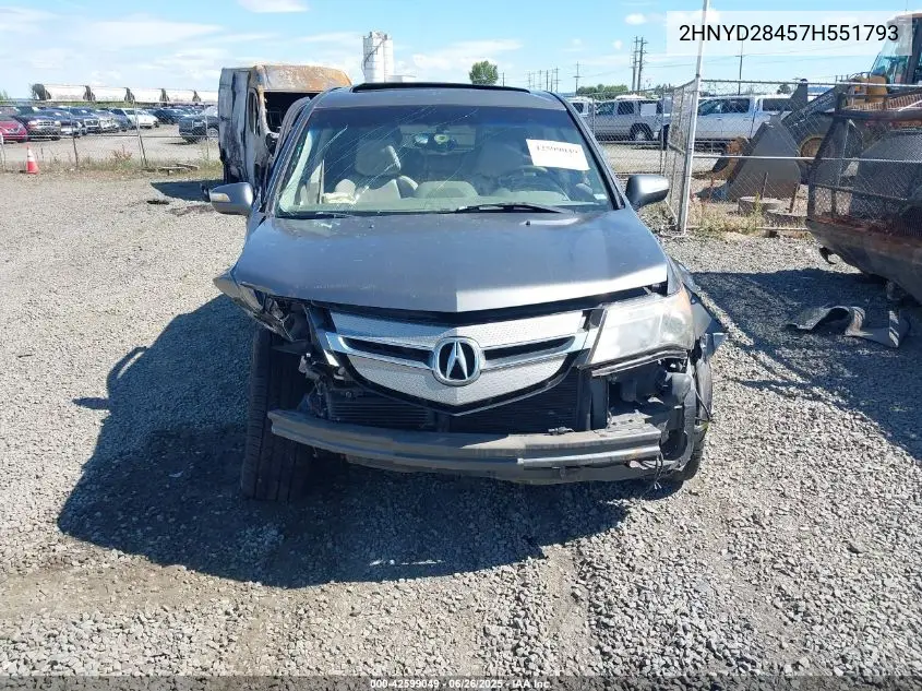 2007 Acura Mdx Technology Package VIN: 2HNYD28457H551793 Lot: 42599049