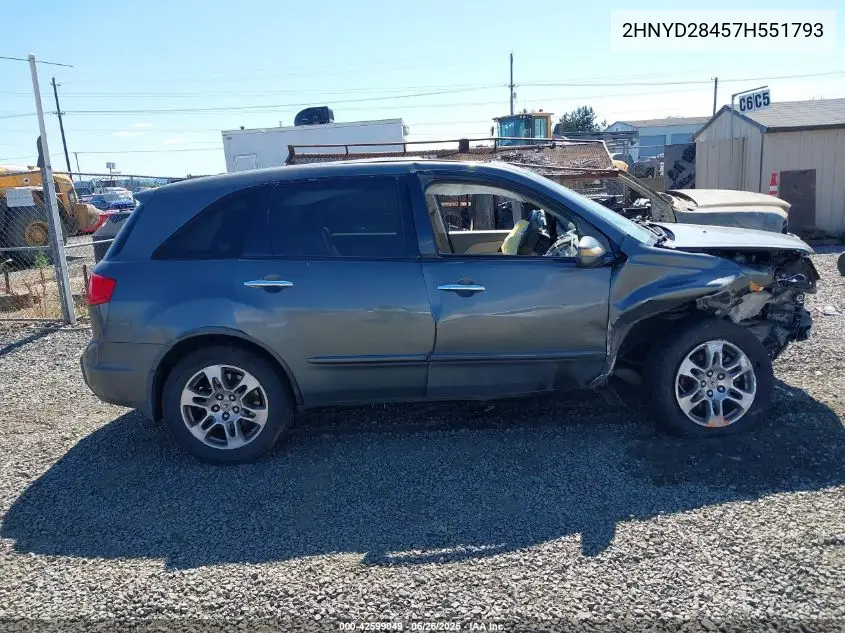 2007 Acura Mdx Technology Package VIN: 2HNYD28457H551793 Lot: 42599049