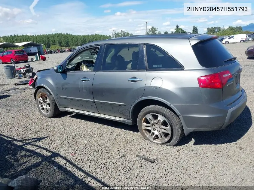 2007 Acura Mdx Technology Package VIN: 2HNYD28457H551793 Lot: 42599049