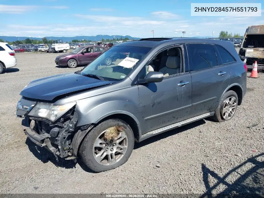 2007 Acura Mdx Technology Package VIN: 2HNYD28457H551793 Lot: 42599049