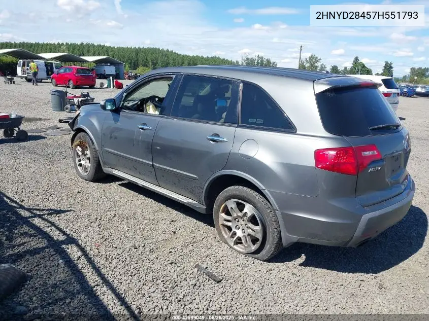 2007 Acura Mdx Technology Package VIN: 2HNYD28457H551793 Lot: 42599049