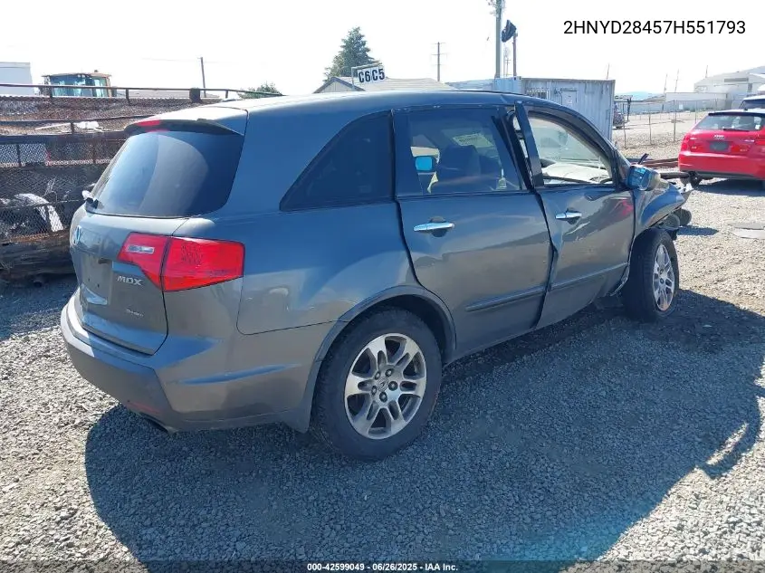 2007 Acura Mdx Technology Package VIN: 2HNYD28457H551793 Lot: 42599049