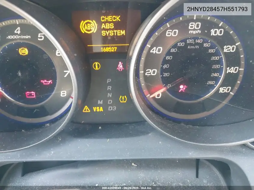 2007 Acura Mdx Technology Package VIN: 2HNYD28457H551793 Lot: 42599049