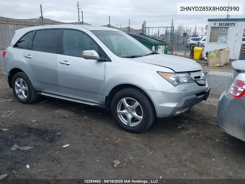 2008 Acura Mdx Technology Package VIN: 2HNYD285X8H002990 Lot: 12293482