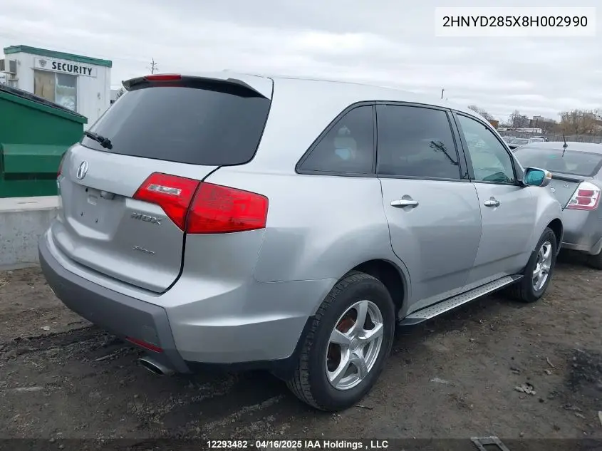 2008 Acura Mdx Technology Package VIN: 2HNYD285X8H002990 Lot: 12293482