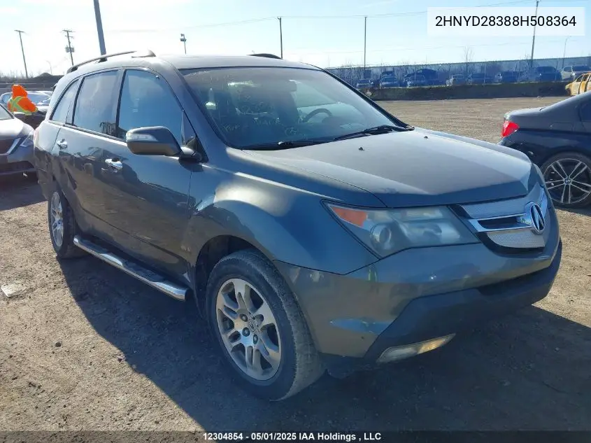 2008 Acura Mdx VIN: 2HNYD28388H508364 Lot: 12304854