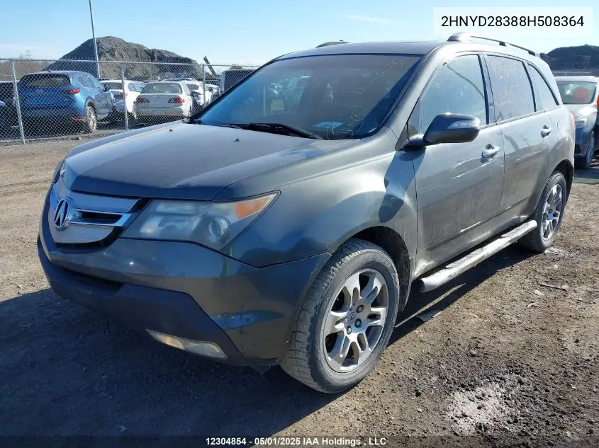 2008 Acura Mdx VIN: 2HNYD28388H508364 Lot: 12304854