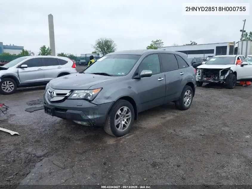 2008 Acura Mdx Sport Package VIN: 2HNYD28518H000755 Lot: 42243427