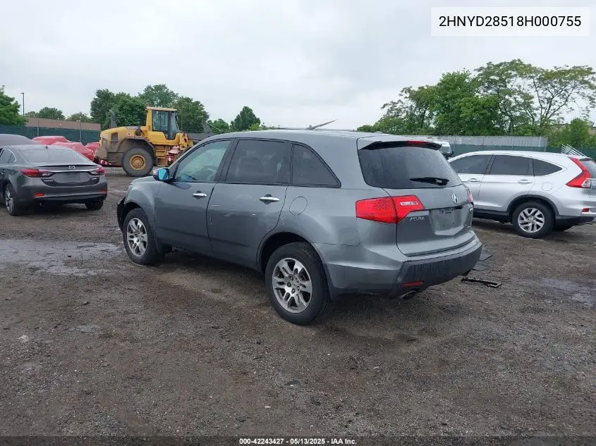 2008 Acura Mdx Sport Package VIN: 2HNYD28518H000755 Lot: 42243427