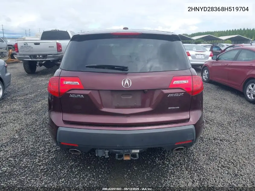 2008 Acura Mdx Technology Package VIN: 2HNYD28368H519704 Lot: 42251583