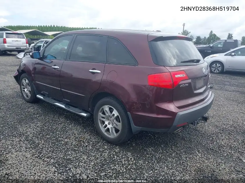 2008 Acura Mdx Technology Package VIN: 2HNYD28368H519704 Lot: 42251583