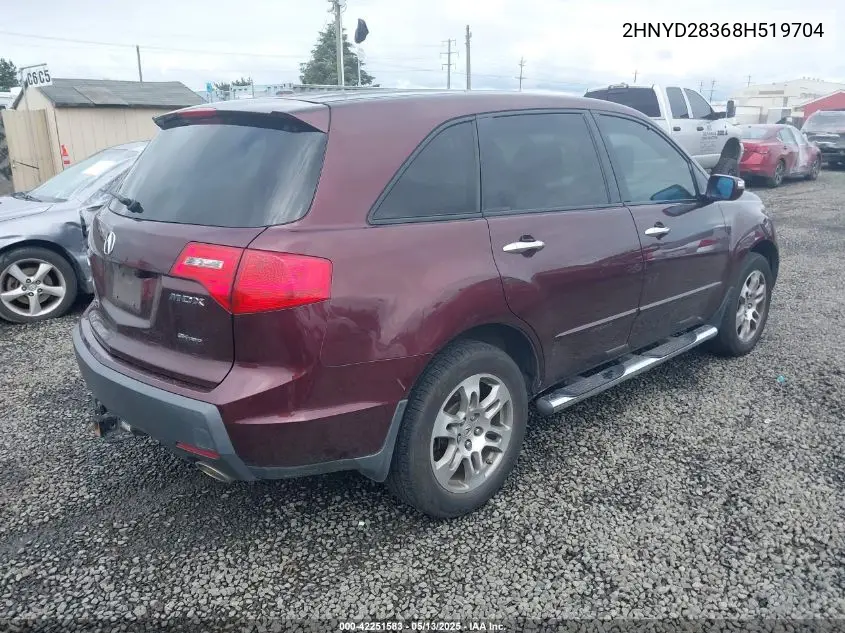 2008 Acura Mdx Technology Package VIN: 2HNYD28368H519704 Lot: 42251583