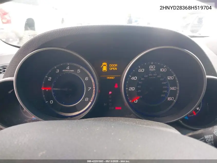 2008 Acura Mdx Technology Package VIN: 2HNYD28368H519704 Lot: 42251583