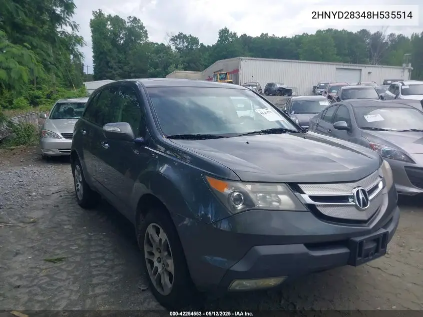 2008 Acura Mdx Technology Package VIN: 2HNYD28348H535514 Lot: 42254553