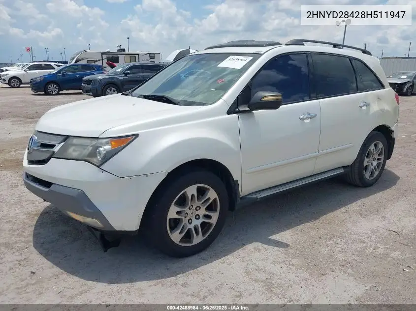 2008 Acura Mdx Technology Package VIN: 2HNYD28428H511947 Lot: 42488984