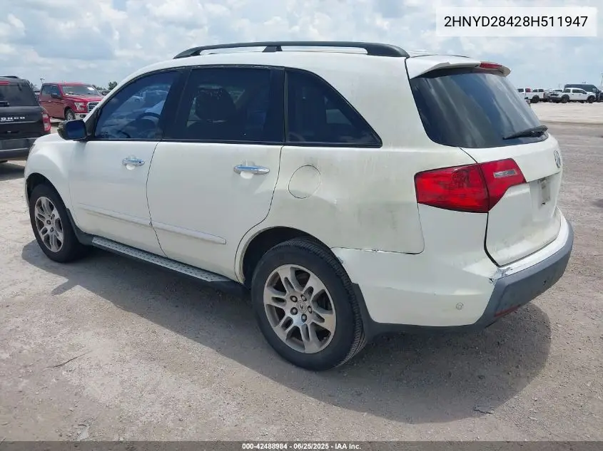 2008 Acura Mdx Technology Package VIN: 2HNYD28428H511947 Lot: 42488984