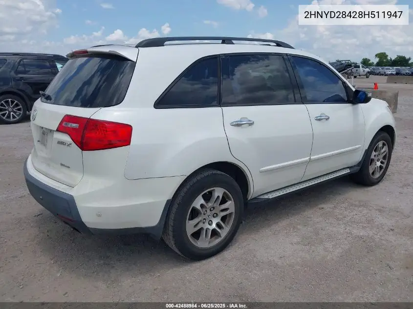 2008 Acura Mdx Technology Package VIN: 2HNYD28428H511947 Lot: 42488984