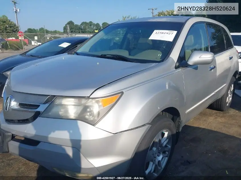 2008 Acura Mdx Technology Package VIN: 2HNYD28328H520624 Lot: 42581927