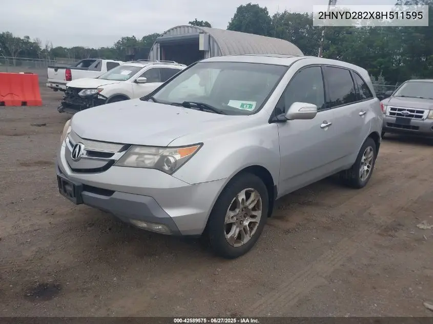 2008 Acura Mdx VIN: 2HNYD282X8H511595 Lot: 42589575