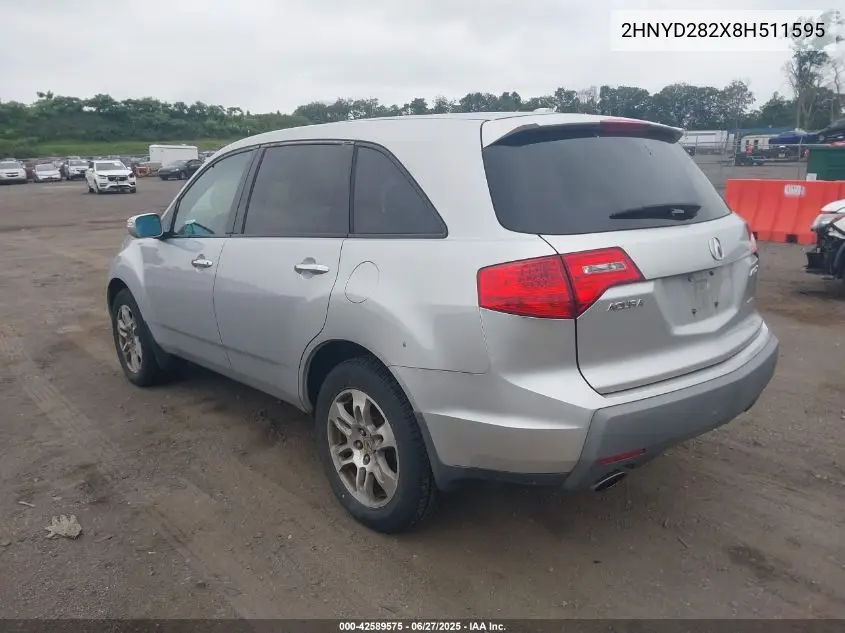 2008 Acura Mdx VIN: 2HNYD282X8H511595 Lot: 42589575