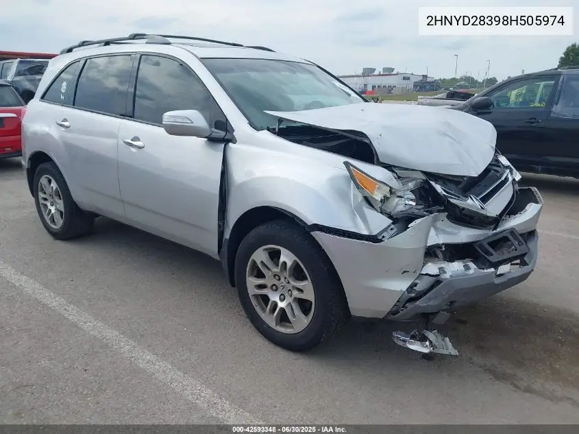 2008 Acura Mdx Technology Package VIN: 2HNYD28398H505974 Lot: 42593348