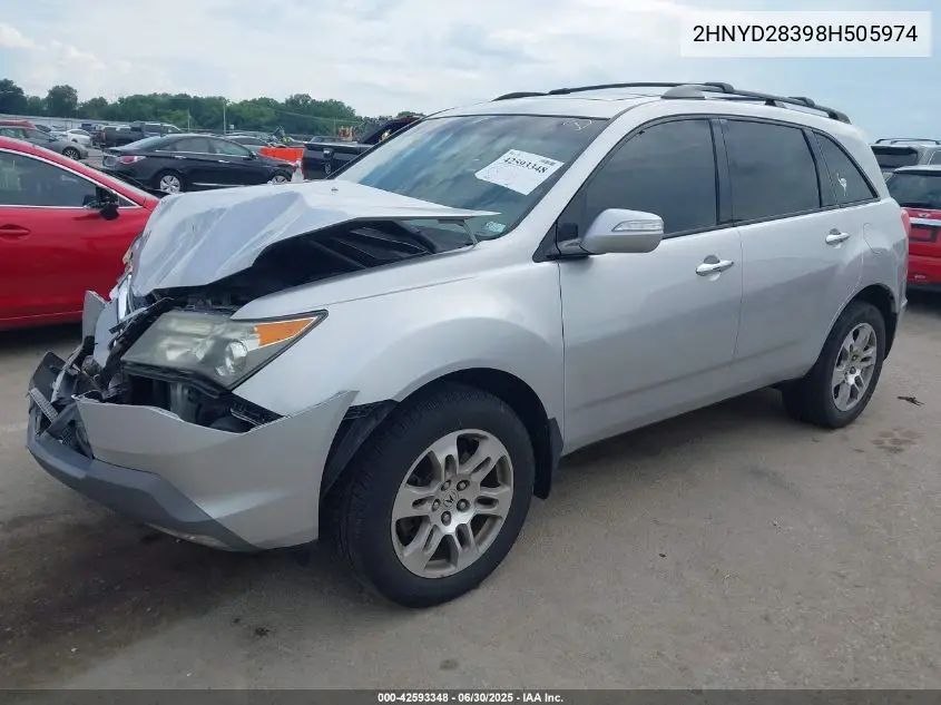 2008 Acura Mdx Technology Package VIN: 2HNYD28398H505974 Lot: 42593348