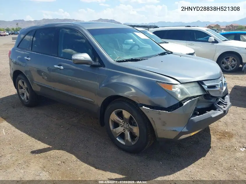 2008 Acura Mdx Sport Package VIN: 2HNYD28838H521308 Lot: 42642211