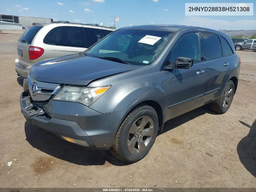 2008 Acura Mdx Sport Package VIN: 2HNYD28838H521308 Lot: 42642211