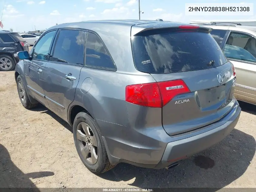 2008 Acura Mdx Sport Package VIN: 2HNYD28838H521308 Lot: 42642211