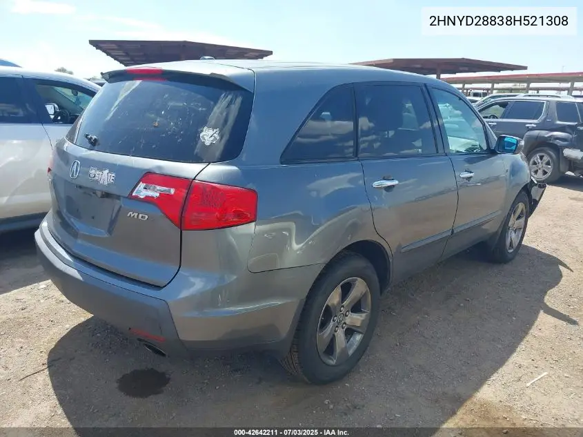 2008 Acura Mdx Sport Package VIN: 2HNYD28838H521308 Lot: 42642211