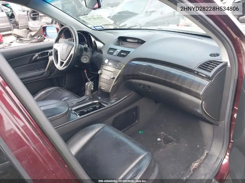 2008 Acura Mdx VIN: 2HNYD28228H534806 Lot: 42648382
