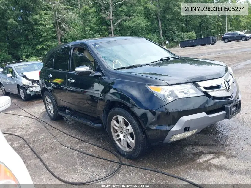 2008 Acura Mdx Technology Package VIN: 2HNYD28338H505274 Lot: 42656522