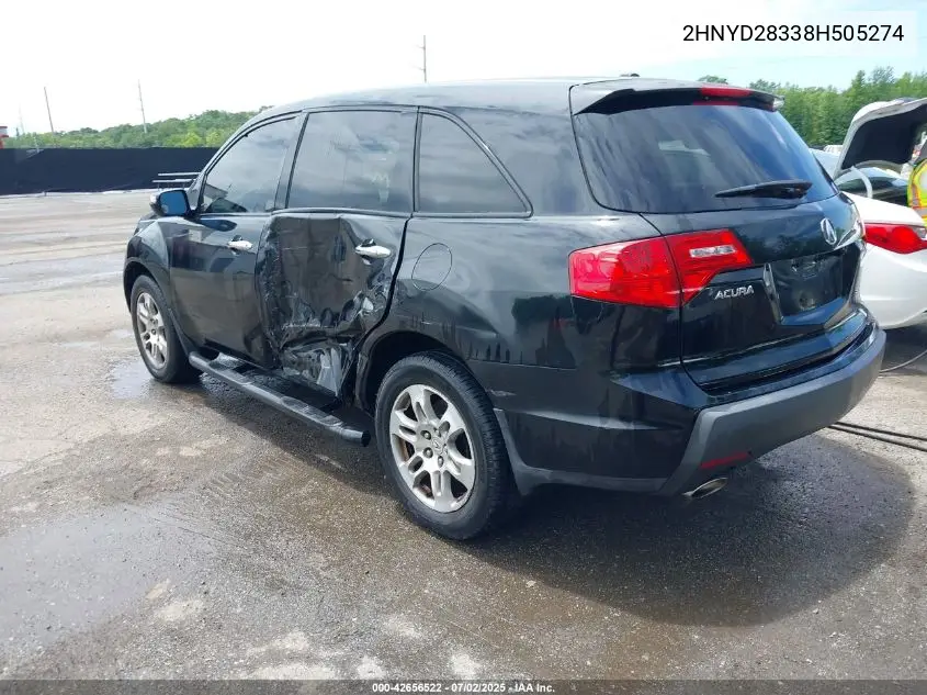 2008 Acura Mdx Technology Package VIN: 2HNYD28338H505274 Lot: 42656522
