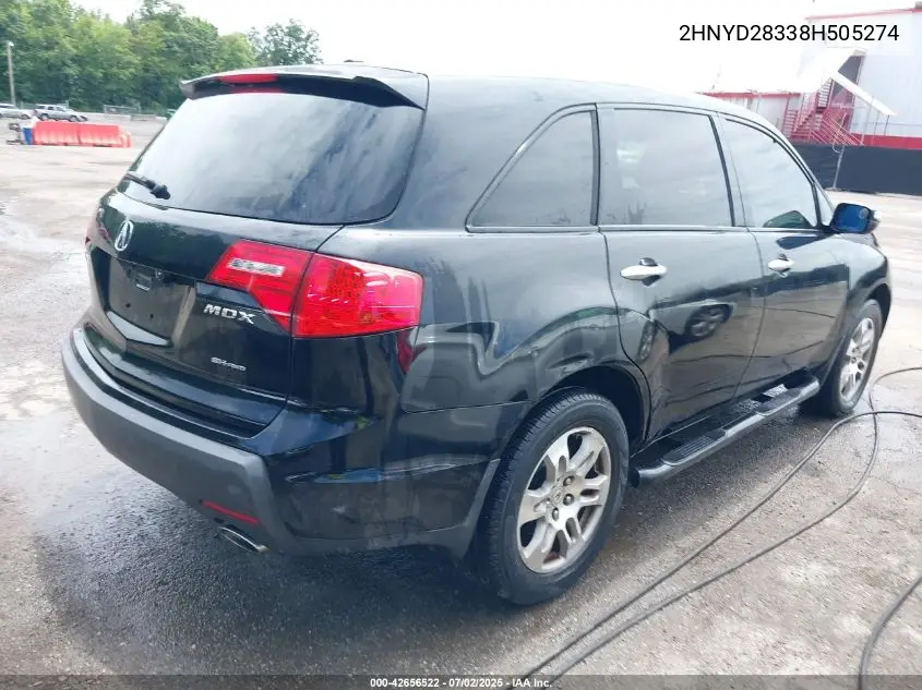 2008 Acura Mdx Technology Package VIN: 2HNYD28338H505274 Lot: 42656522