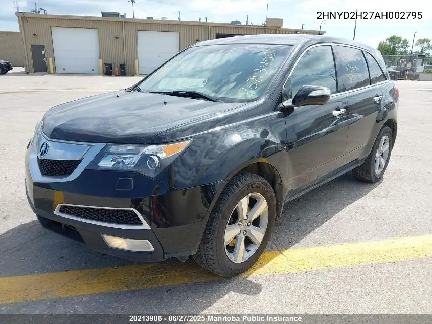 2010 Acura Mdx VIN: 2HNYD2H27AH002795 Lot: 20213906