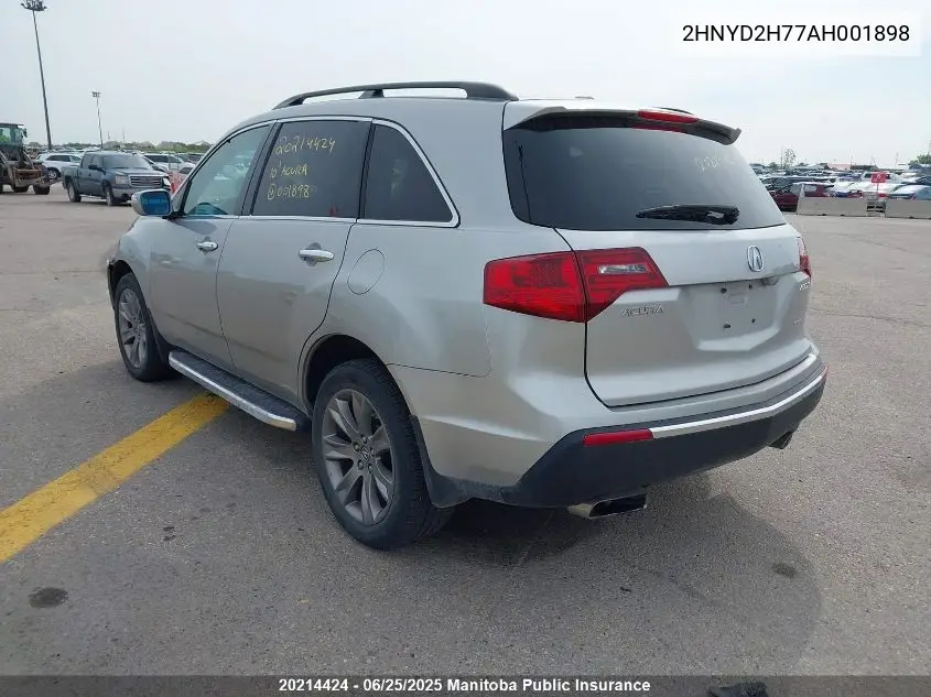 2010 Acura Mdx Elite VIN: 2HNYD2H77AH001898 Lot: 20214424